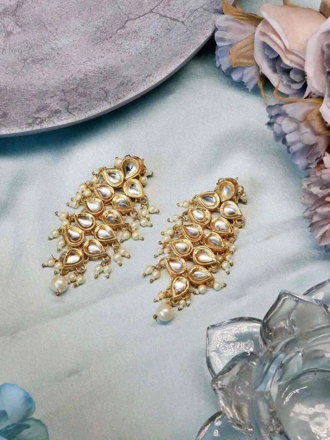 Drop Shaped Coral Line Earrings