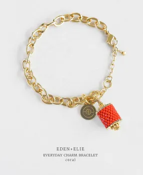 EDEN   ELIE Everyday Gold Charm Bracelet - coral red