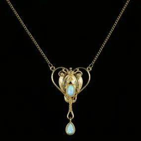 Edwardian Opal Gold Necklace 18Ct Gold On Silver