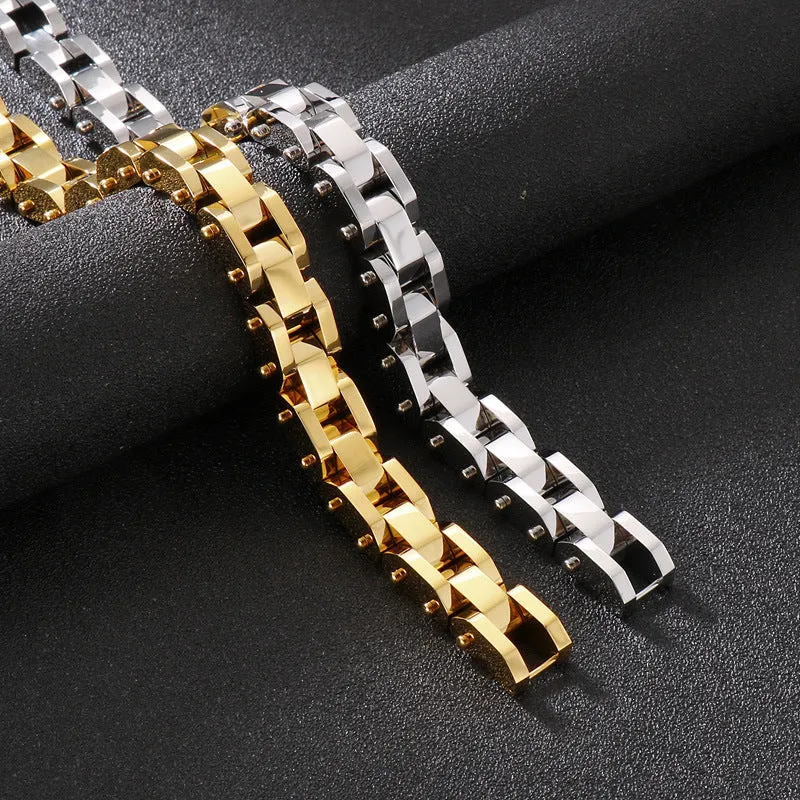 Electroplated Titanium Steel Men's Bracelet - European and American Punk Fashion Jewelry