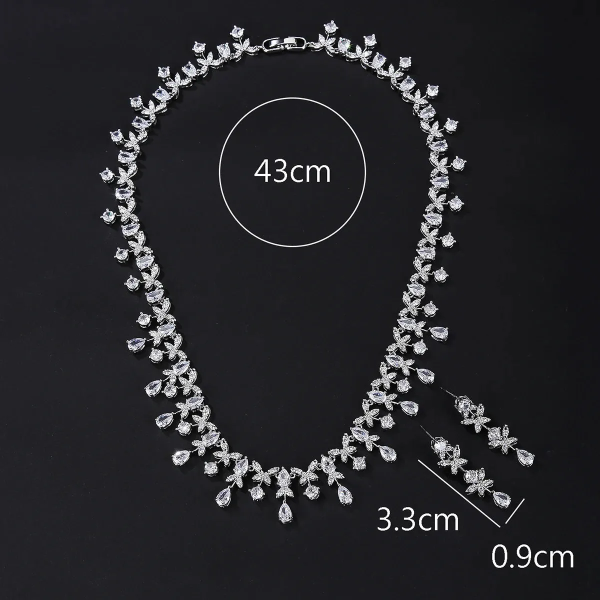 Elegant White Cubic Zirconia Bridal Jewelry Set Ladies Party Wedding Necklace And Earrings Set CN10492