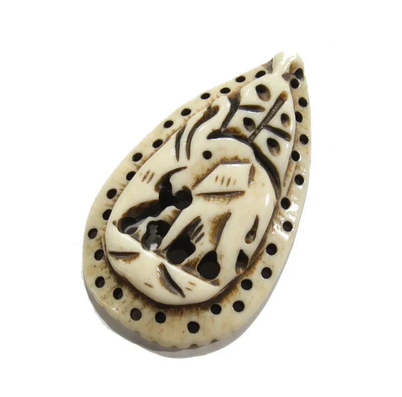 Elephant Hand Carved Bone Pendant