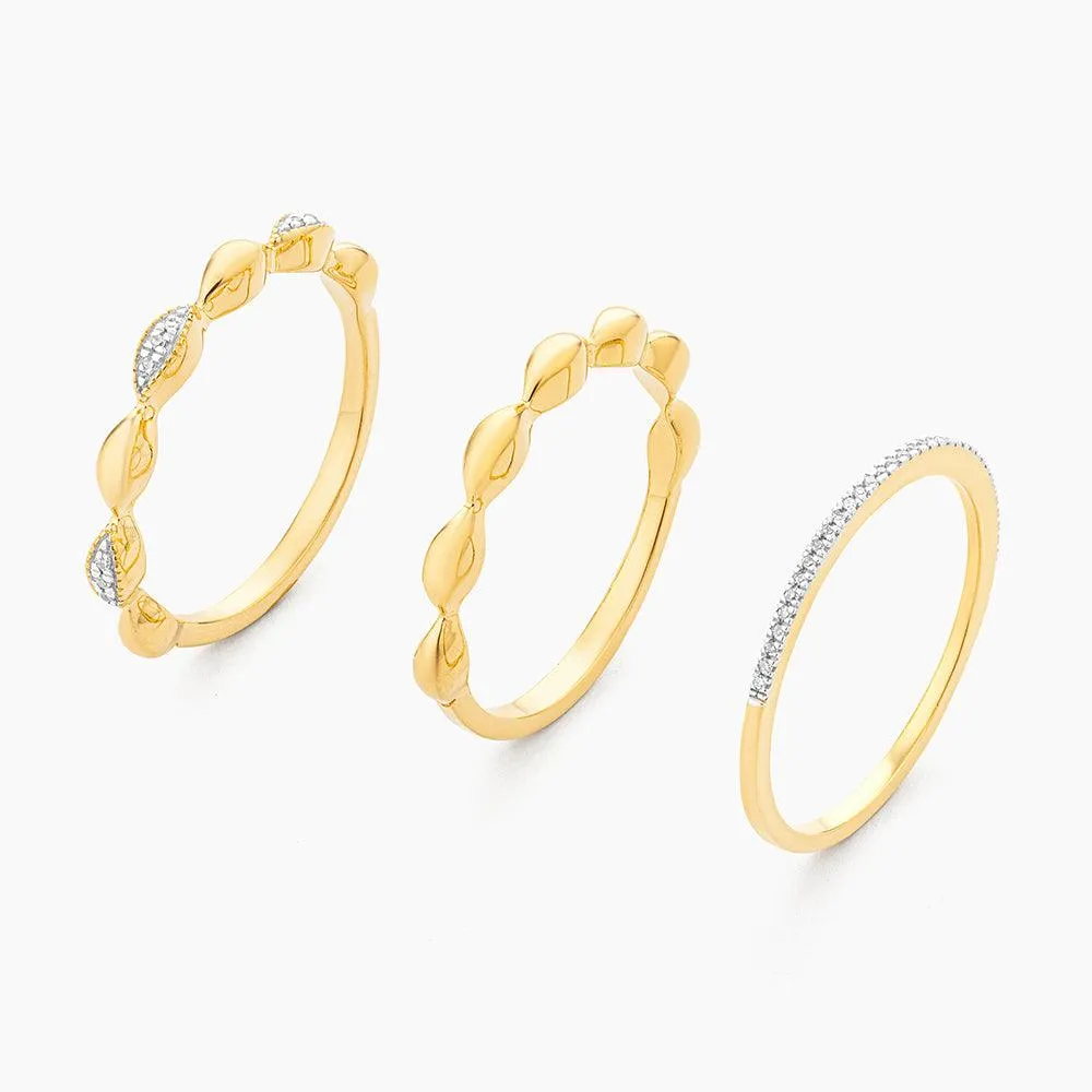 Ella Stein Oval Triple Stackable Ring Set in Gold - Size 6