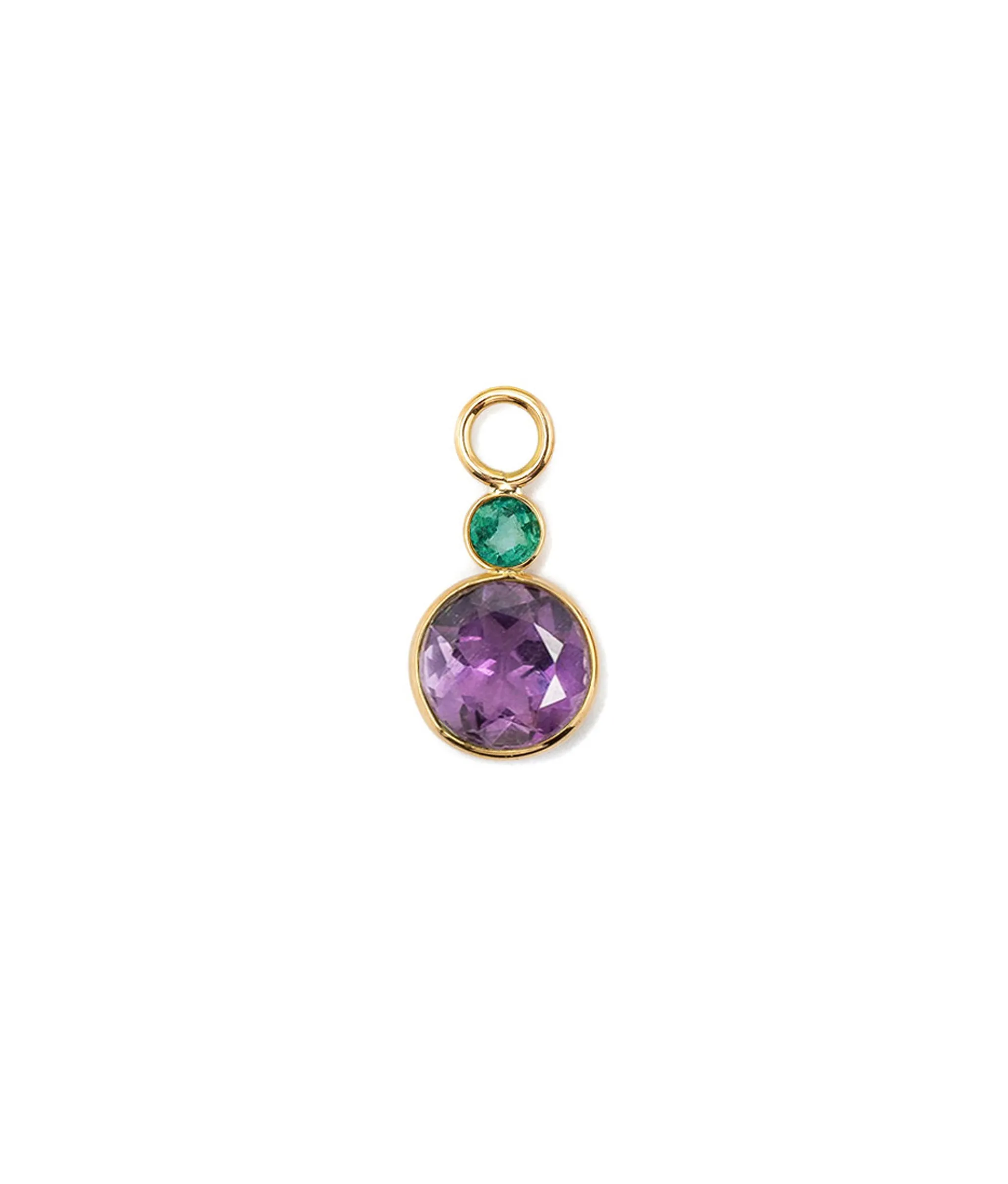 Emerald & Amethyst 14k Gold Earring Charm