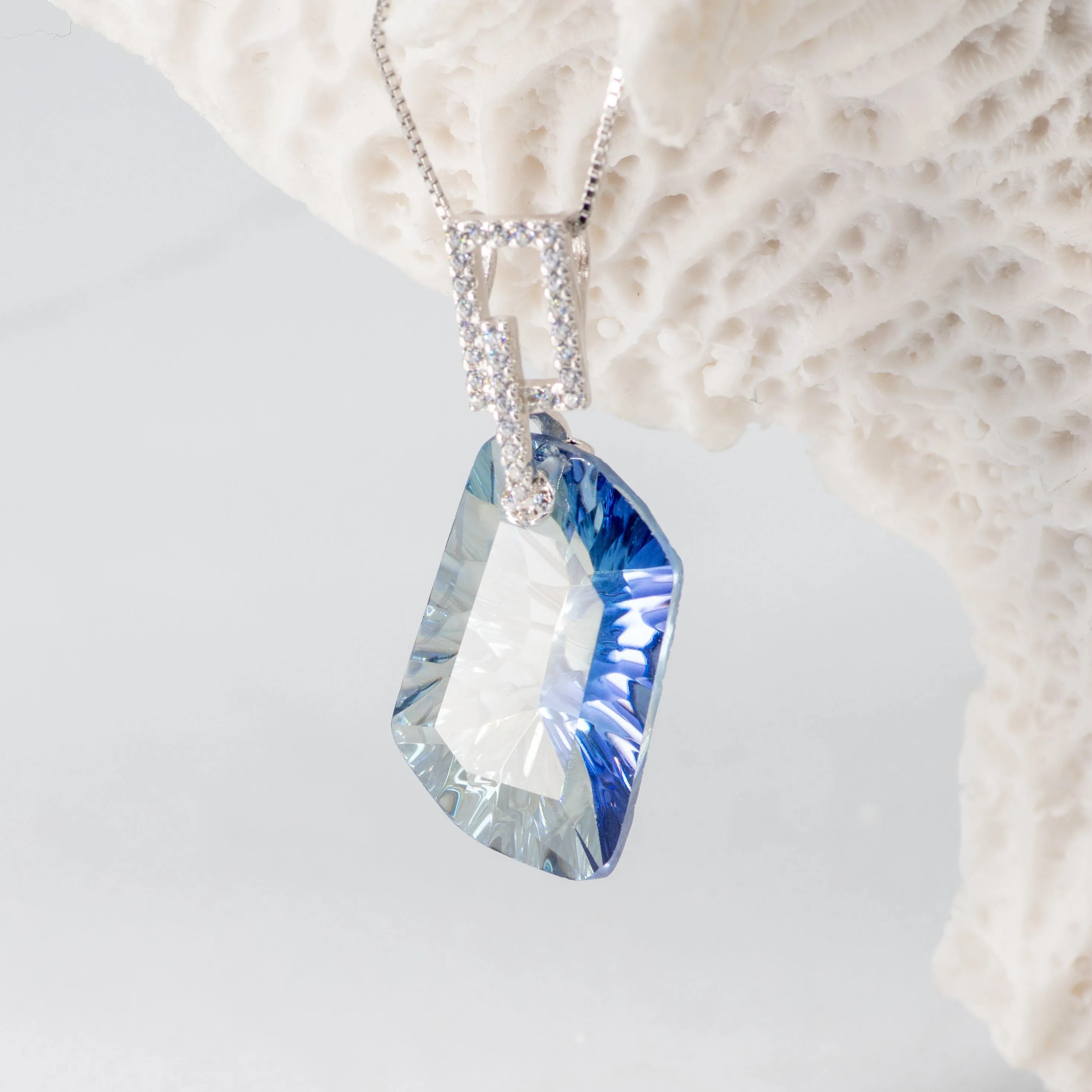 Everest Blue Quartz Pendant in Sterling Silver