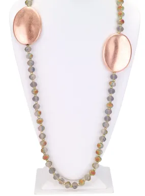 Faceted Beaded Necklace with Rose Gold Disks