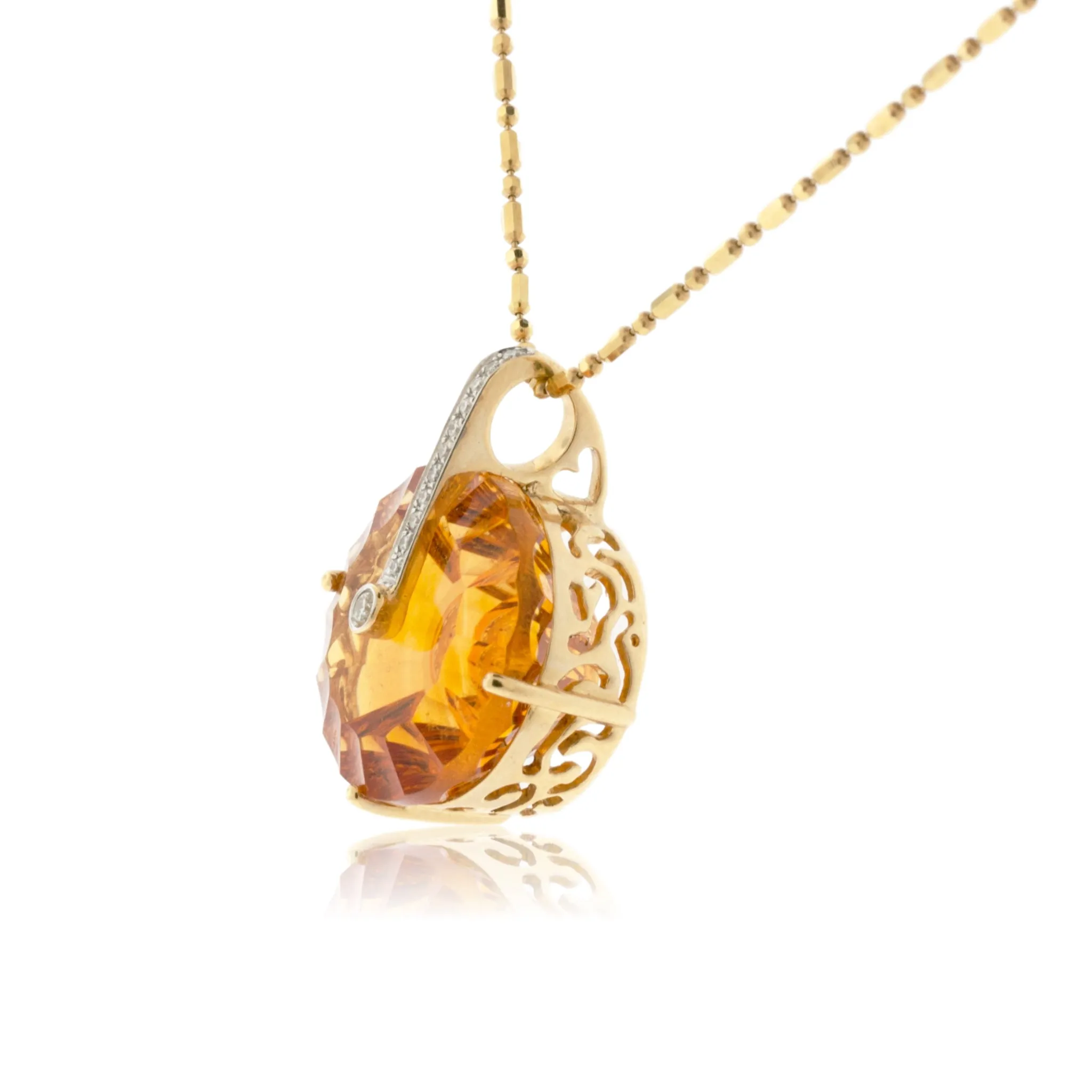 Fancy - Shaped Citrine with Diamond Bar Pendant