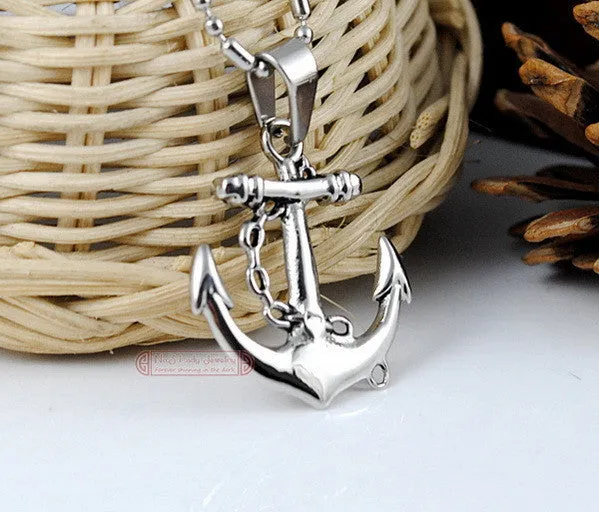 Fashion Pirate Jewelry, 316L Stainless Steel Anchor Pendant Necklace For Men&Women Jewelry