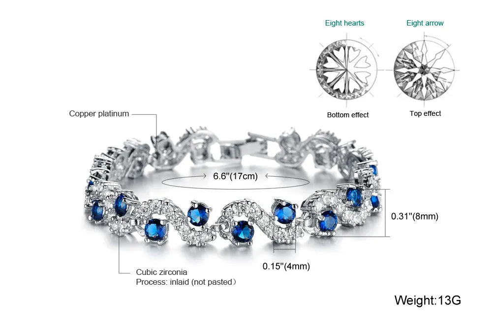 Fashionable Womens Blue Sapphire Bracelet Jewelry With Gift Box