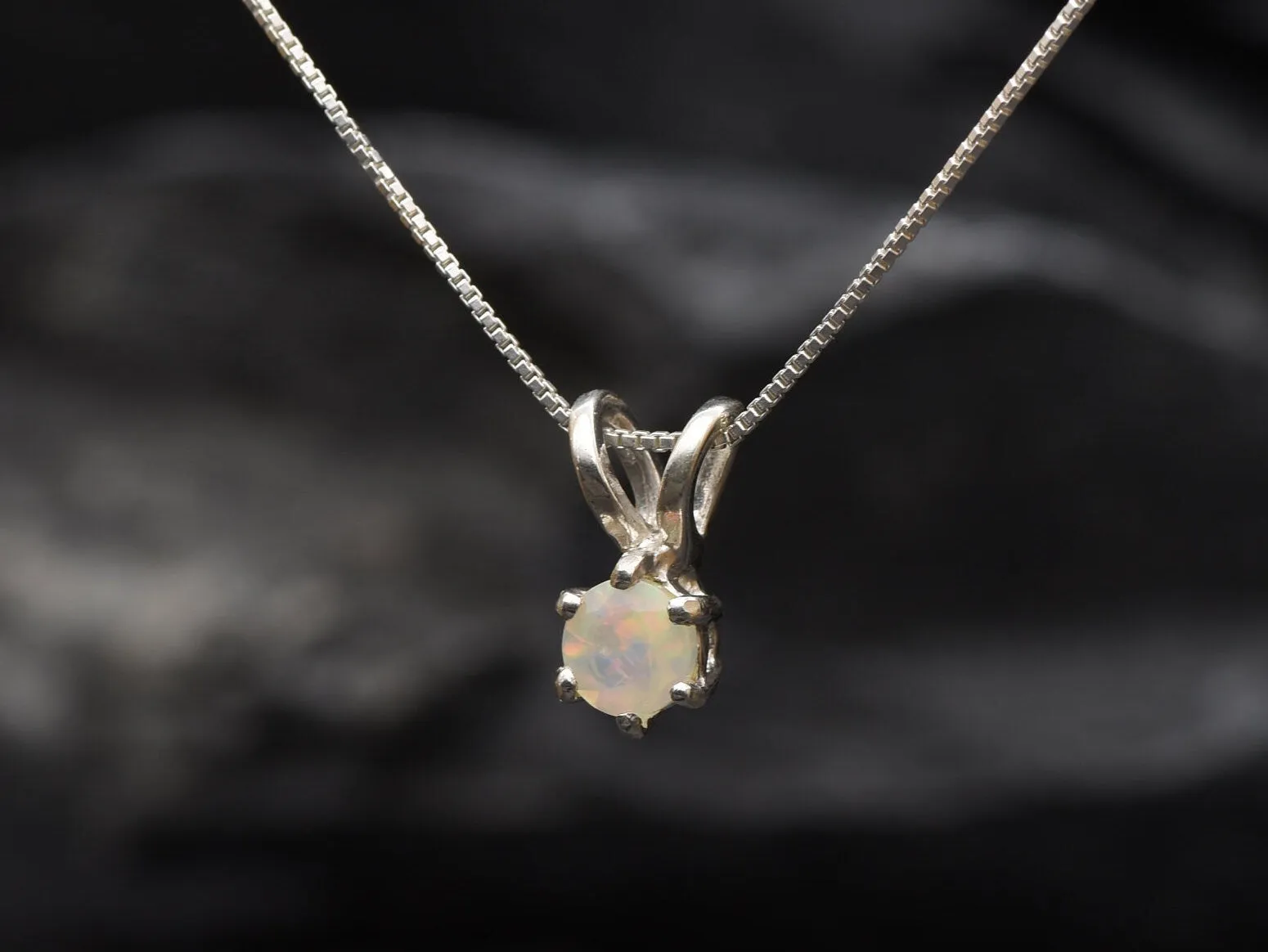 Fire Opal Pendant - Dainty Opal Necklace - October Birthstone Necklace