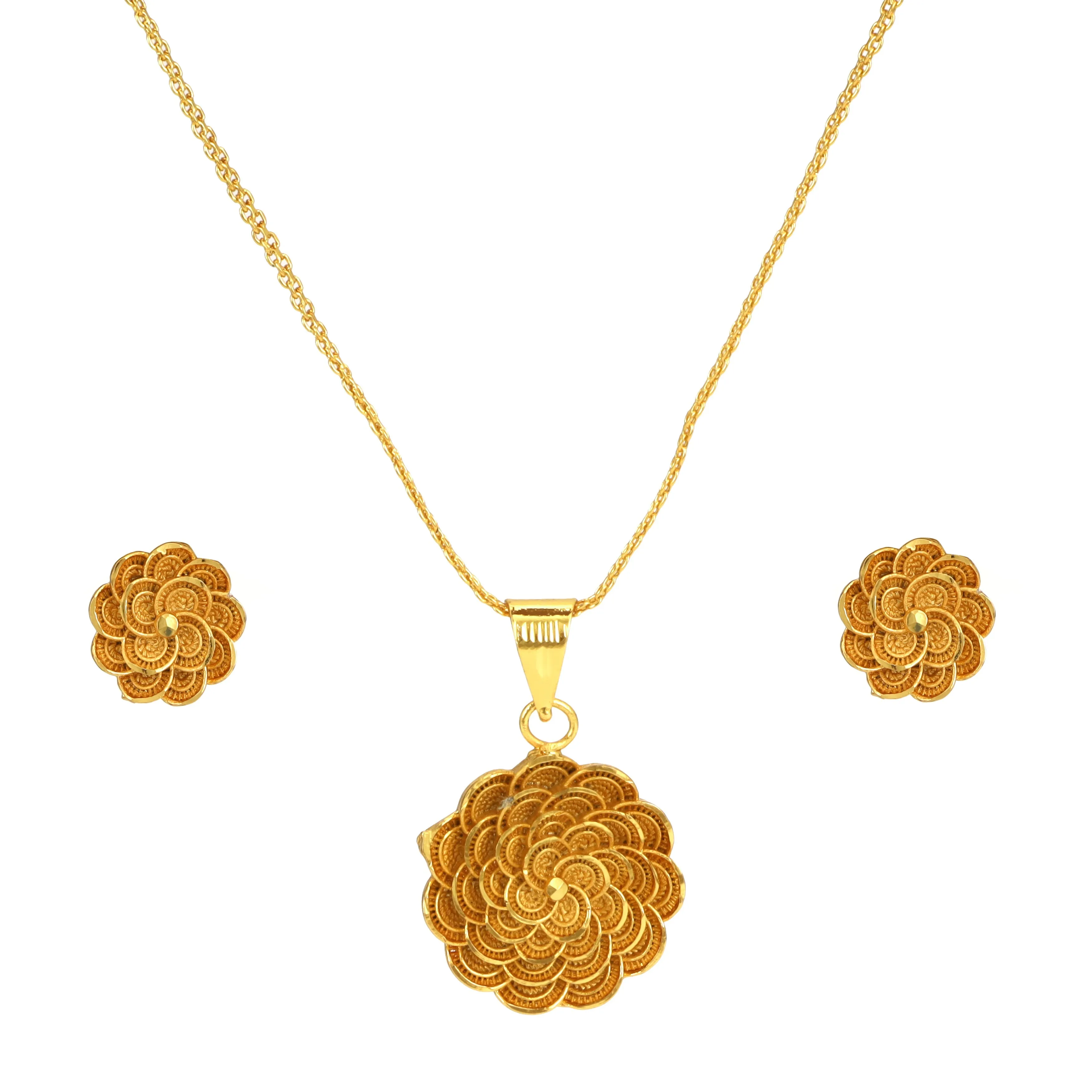 Flower Pendant Set With Chain ( 16 inch )