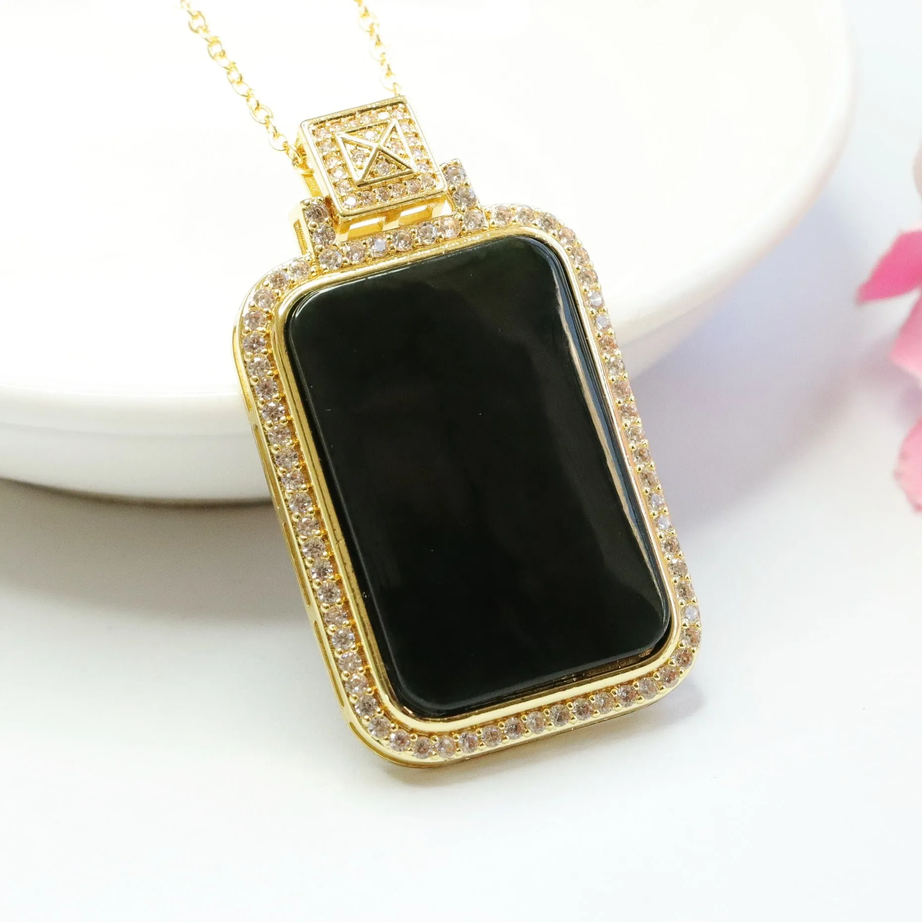 Fortune's Favor Blackish Green Jade Necklace with Sterling Silver Pendant