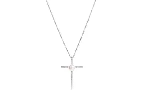 Freshwater Pearl Cross Pendant Chain Necklace