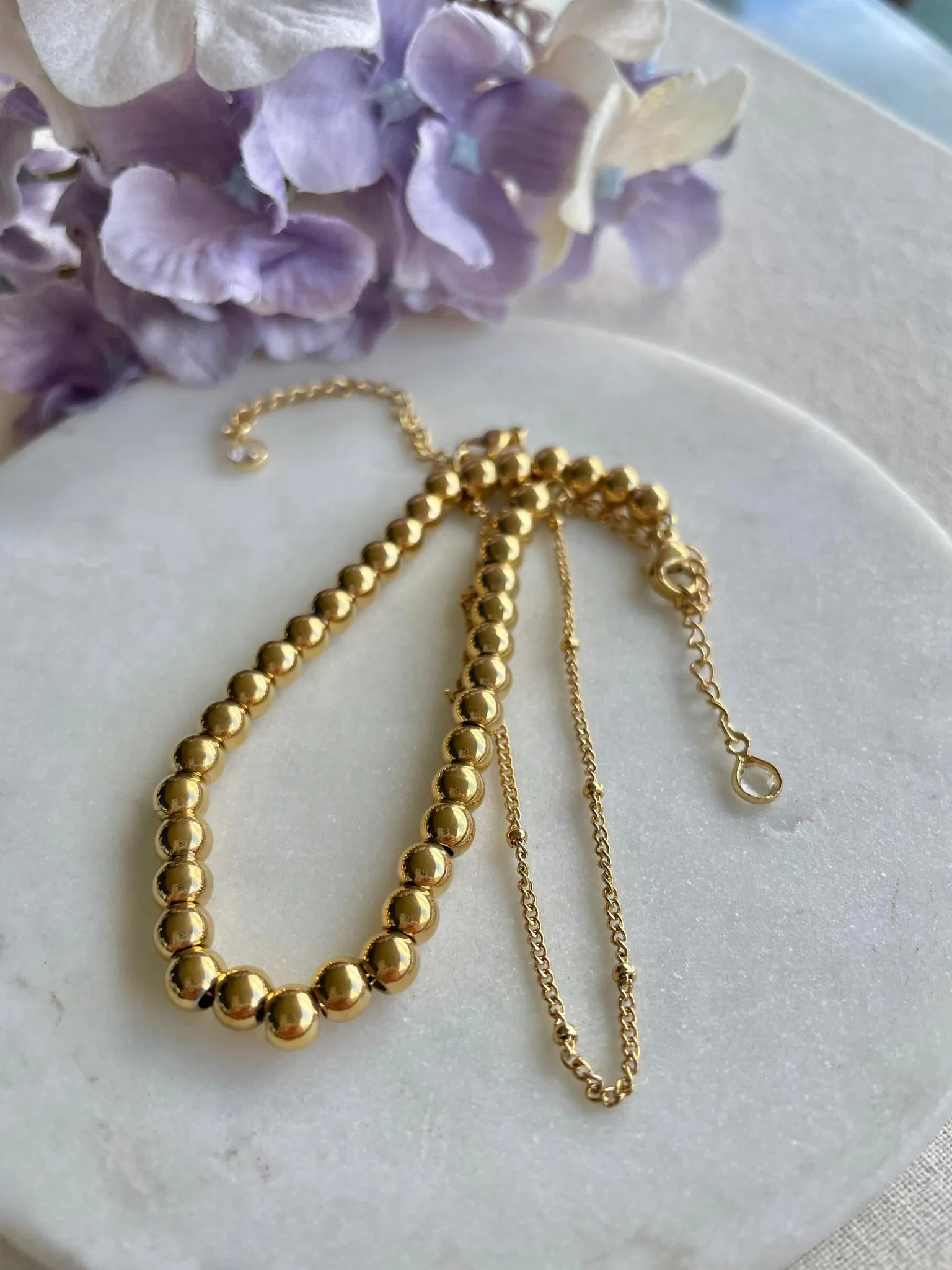 Full gold ball double chain bracelet – Tarnish Proof Jewellery