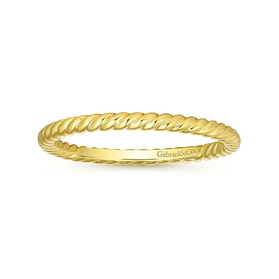 Gabriel & Co. Stackable 14K Yellow Gold Twisted Rope Stackable Ring