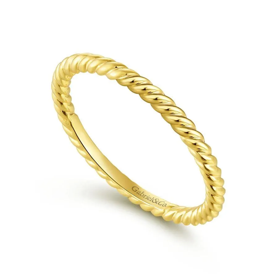 Gabriel & Co. Stackable 14K Yellow Gold Twisted Rope Stackable Ring