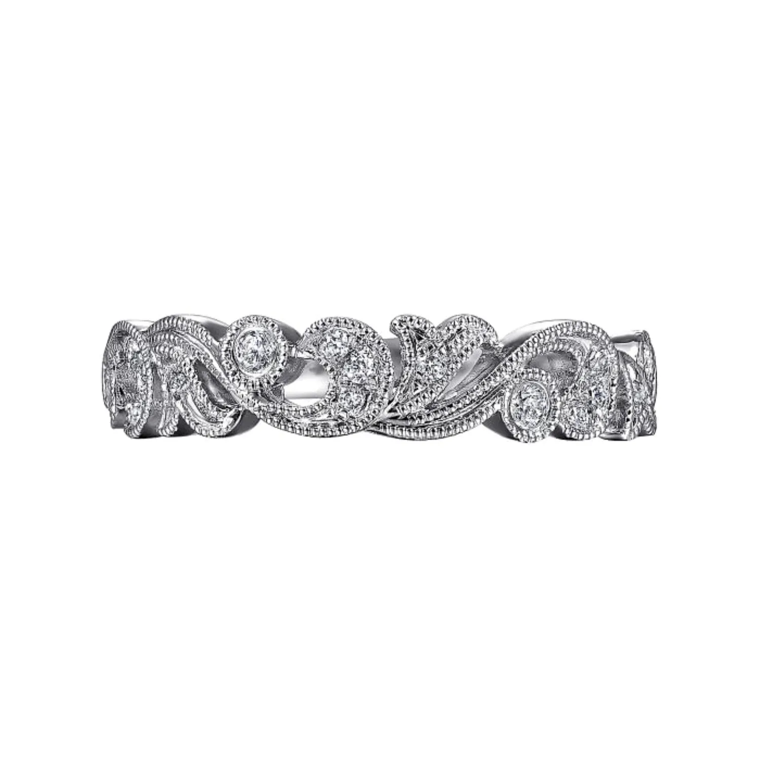 Gabriel & Co. Vintage Style Filigree Scrollwork Diamond Ring