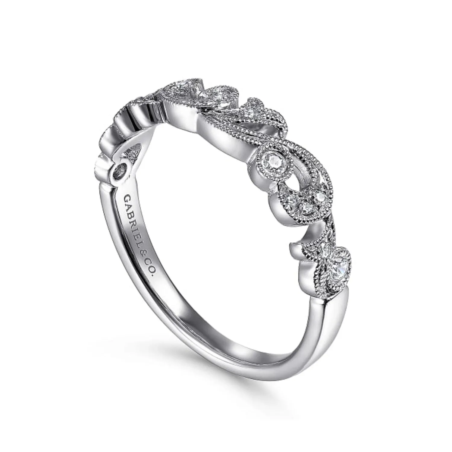 Gabriel & Co. Vintage Style Filigree Scrollwork Diamond Ring