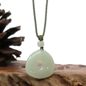 Genuine White Nephrite Jade Infinity Pendant Necklace