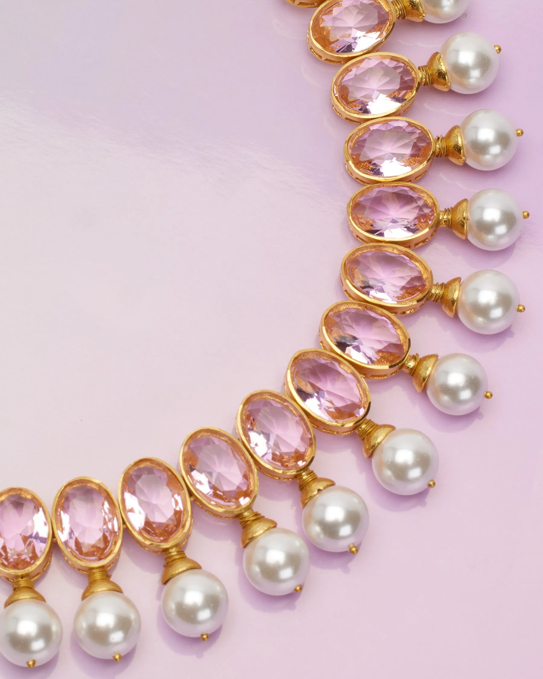 Gia Statement Necklace in Crystal Rose