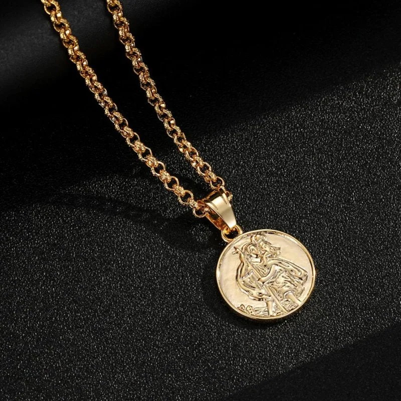 Gold Filled Bonded St. Christopher Pendant 22 Inch 4mm Belcher Chain