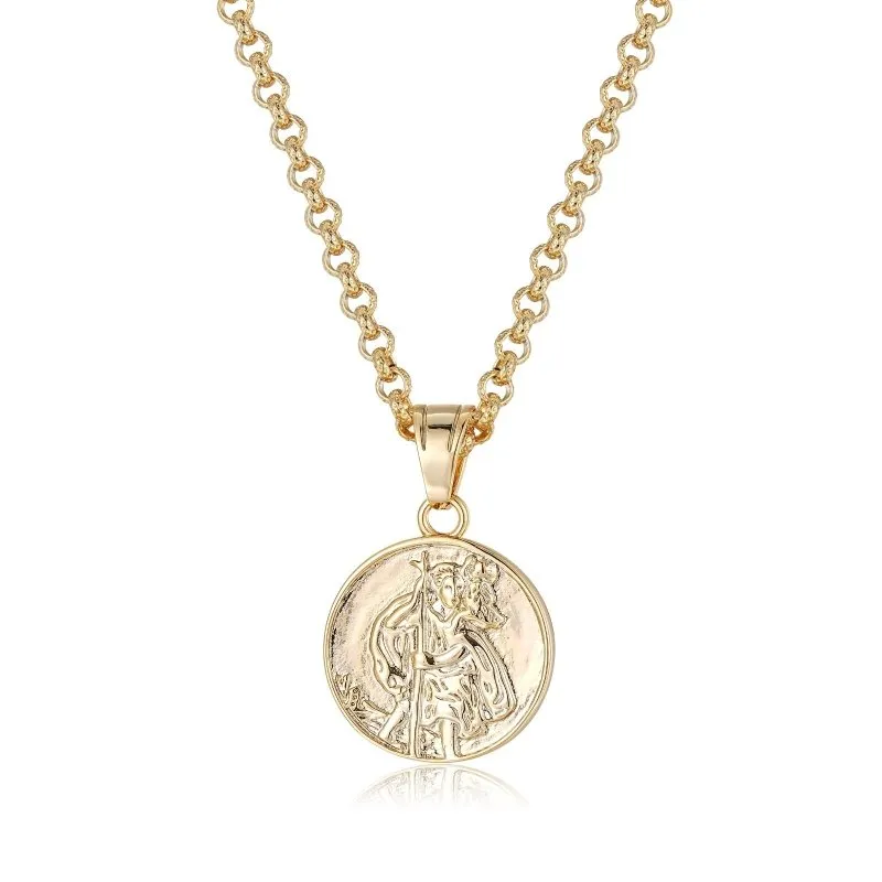 Gold Filled Bonded St. Christopher Pendant 22 Inch 4mm Belcher Chain