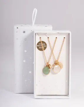 Gold Jade & Clear Quartz Necklace Pack