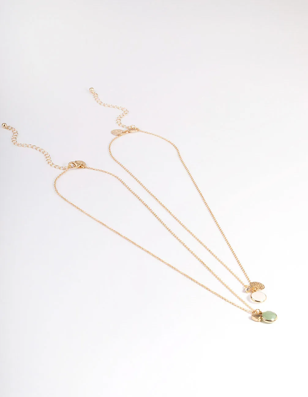 Gold Jade & Clear Quartz Necklace Pack