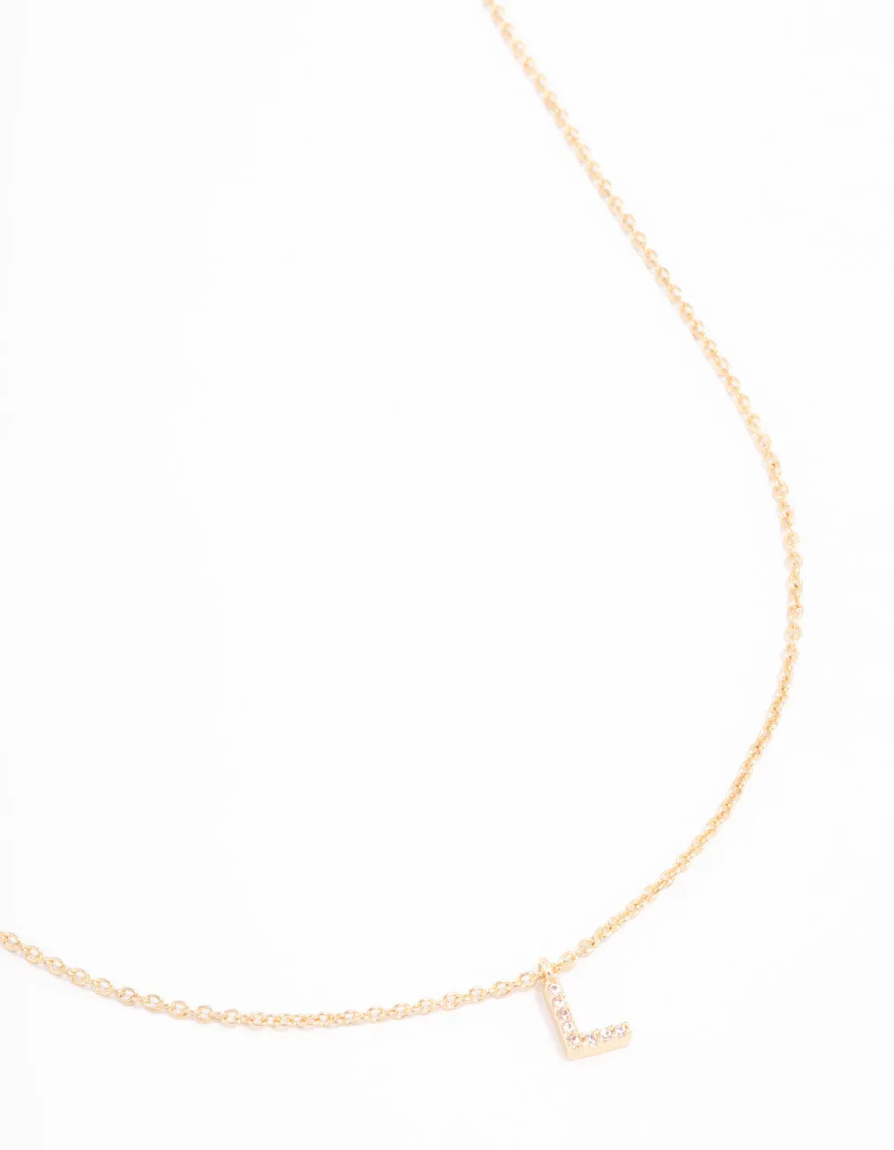 Gold Plated Cubic Zirconia Letter L  Necklace