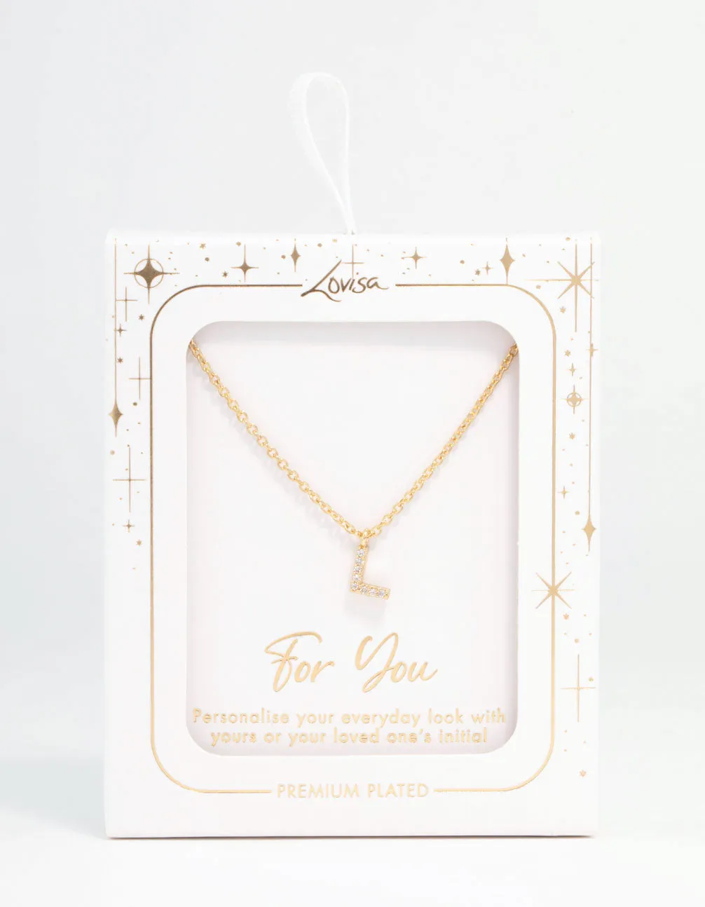 Gold Plated Cubic Zirconia Letter L  Necklace