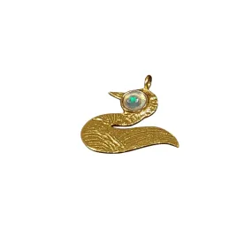 Gold Vermeil Duck Shape Ethiopian Opal Charm