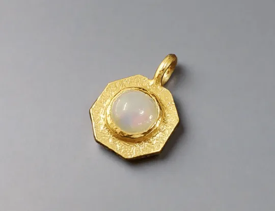 Gold Vermeil Ethiopian Opal Octagon Charm Pendant