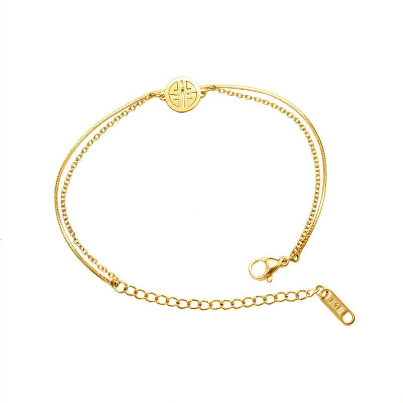 Golden Double Layer Chinese Snake Chain Bracelet - Planderful Everyday Genie Collection