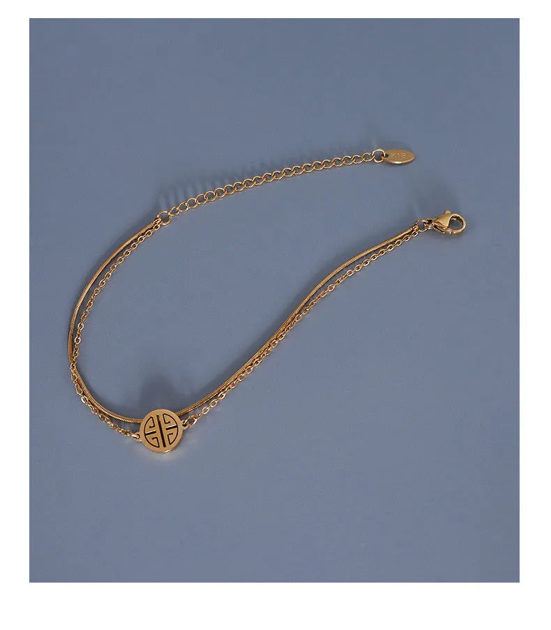 Golden Double Layer Chinese Snake Chain Bracelet - Planderful Everyday Genie Collection