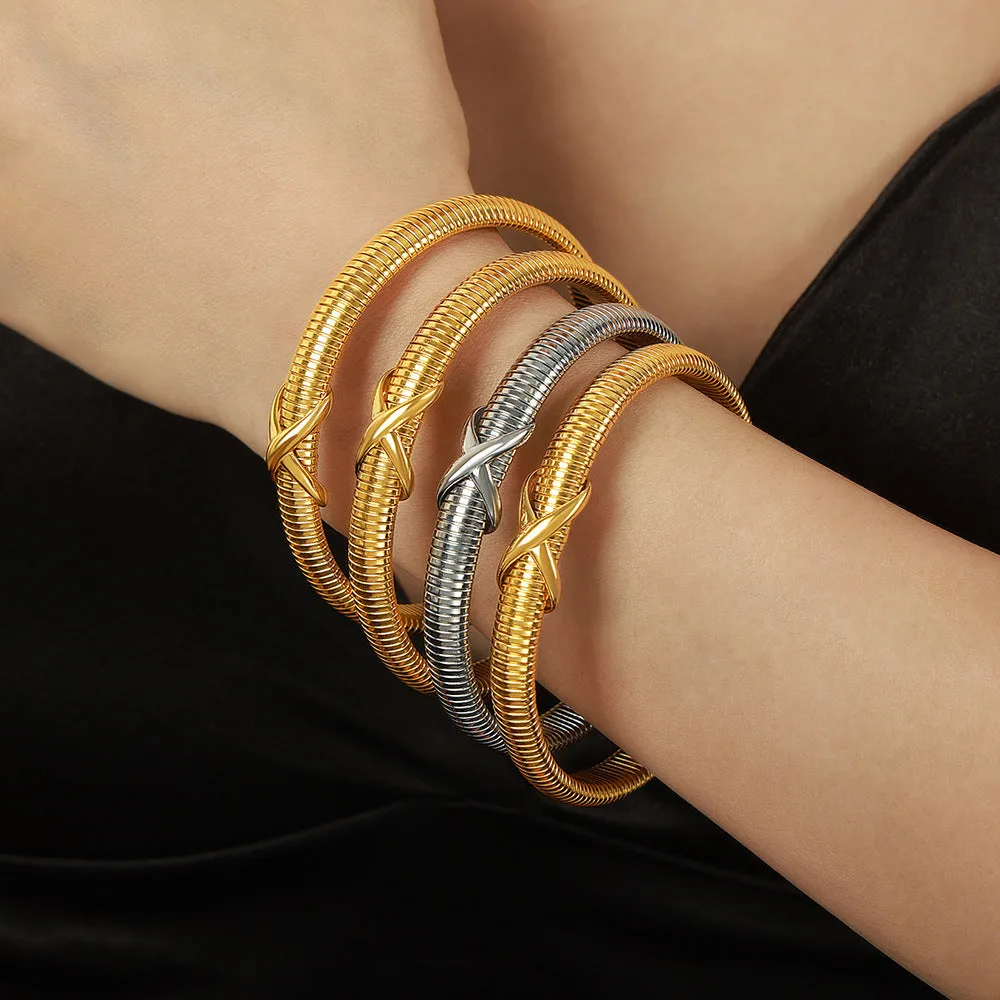 Golden Spring Titanium Steel Bracelet for Women