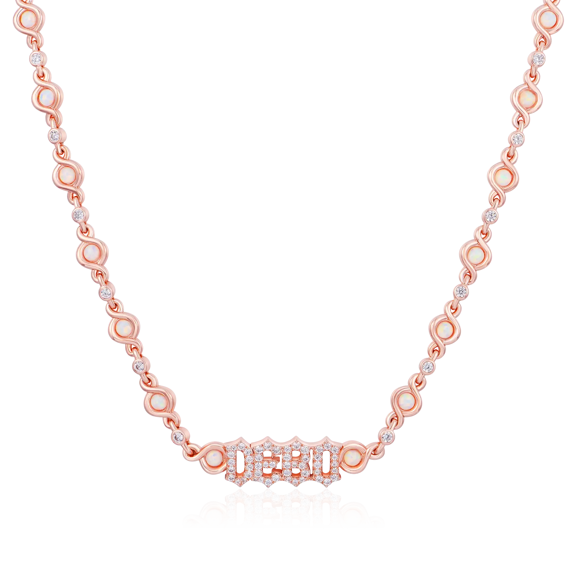 Gothic Font Opal Custom Necklace - 5mm