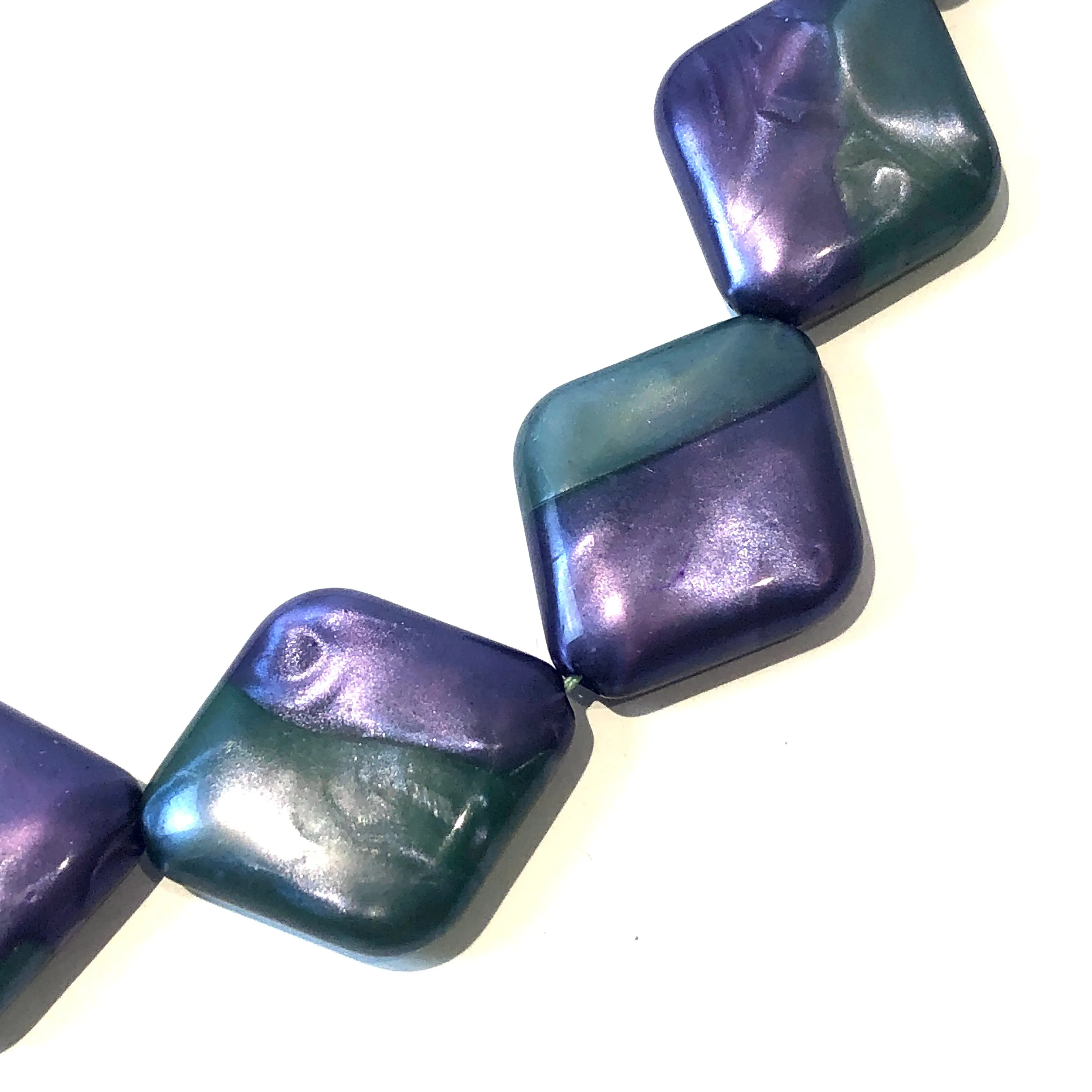 Green & Purple Marbled Aura Glow Diamante Marco Necklace