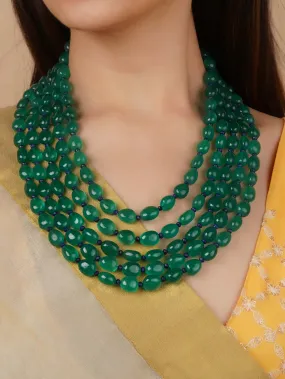 Green Color Gold Plated Necklace/Mala - MN463GR