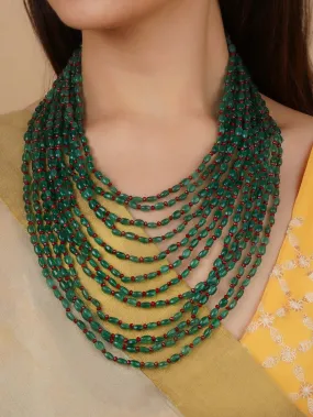 Green Color Gold Plated Necklace/Mala - MN465GR