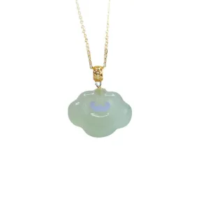 Green Ruyi Necklace with Natural Hotan Jade Pendant and Ice Water Accents