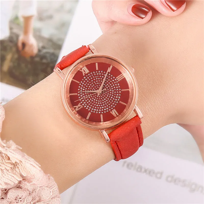 Gypsophila Watch Women's Fashion Multi-Color Roman Scale Quartz Wrist Watch Women's