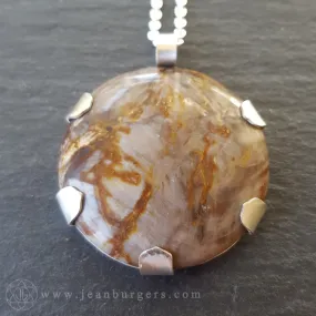 Handcut Petrified Wood Asanoha Eye of Ra Pendant