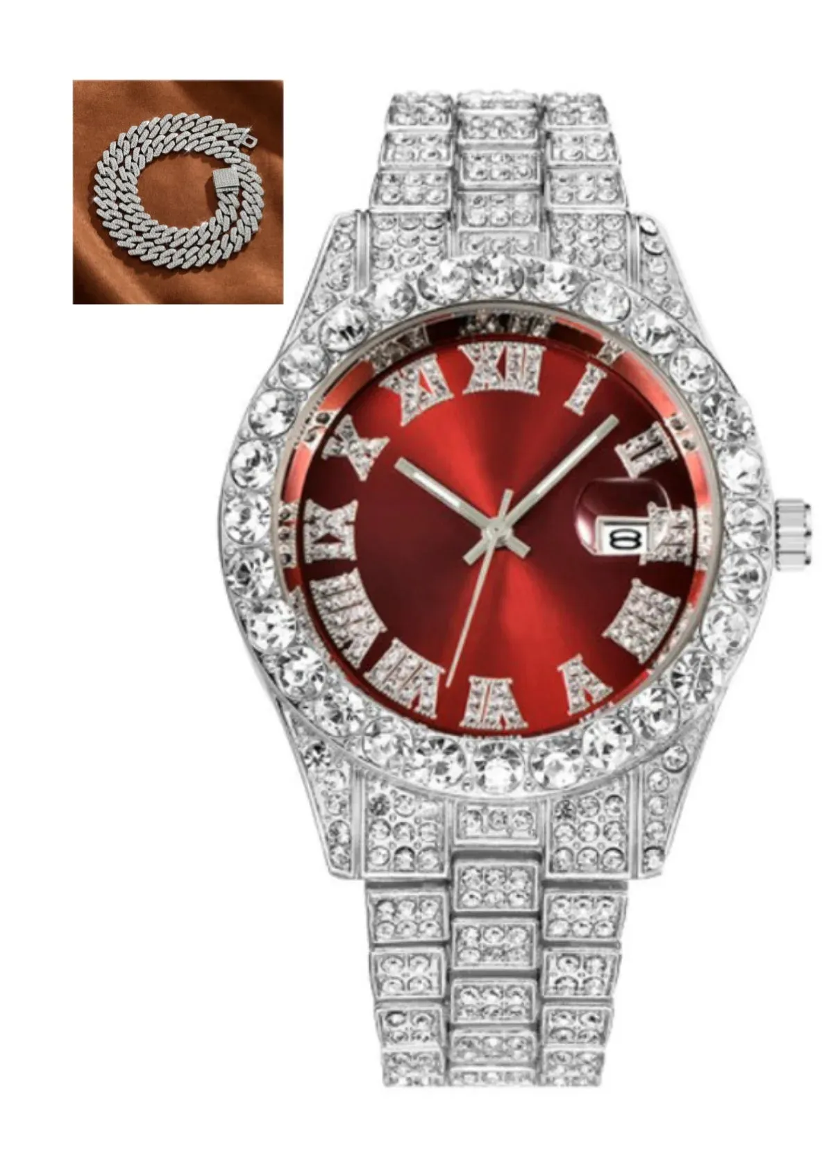 Hip Hop Roman Scale Diamond Quartz Watch