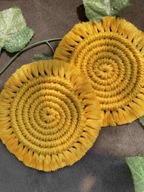 Honey Comb Yellow Spiral Coaster set of 2