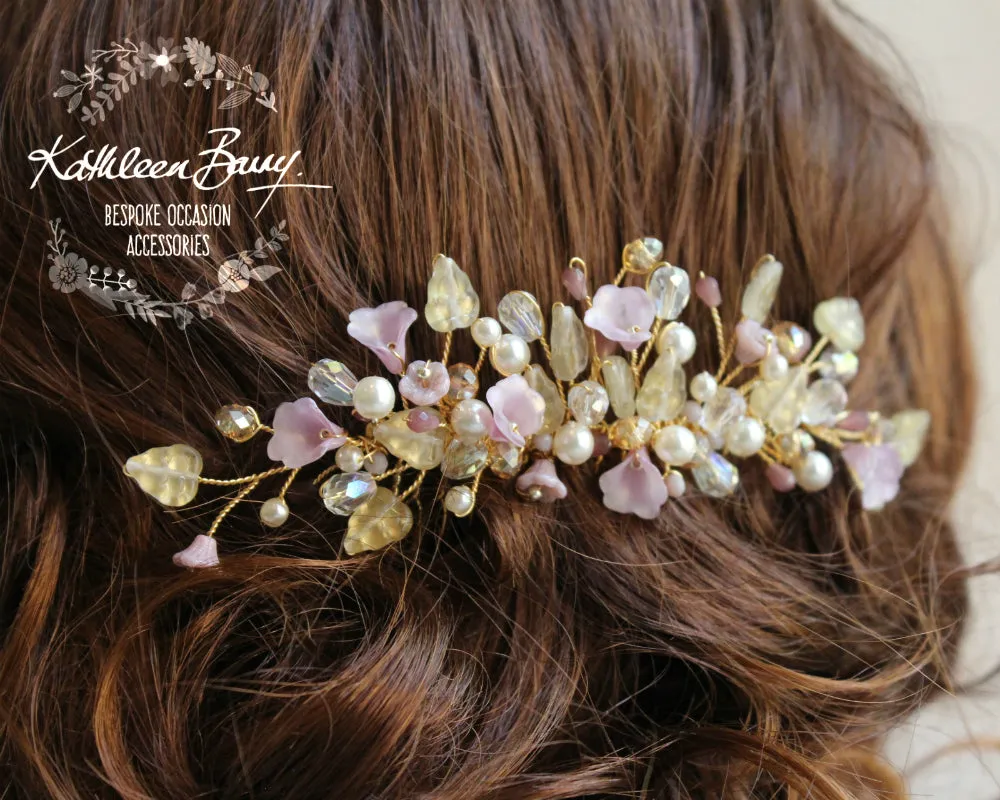 Jackie Bridal Hair Comb - Lavender Plum Gold - Wedding Accessories