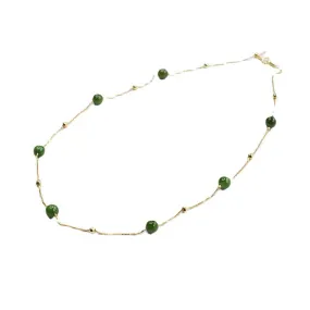 Jasper Stone Sterling Silver Necklace with Hotan Jade Beads