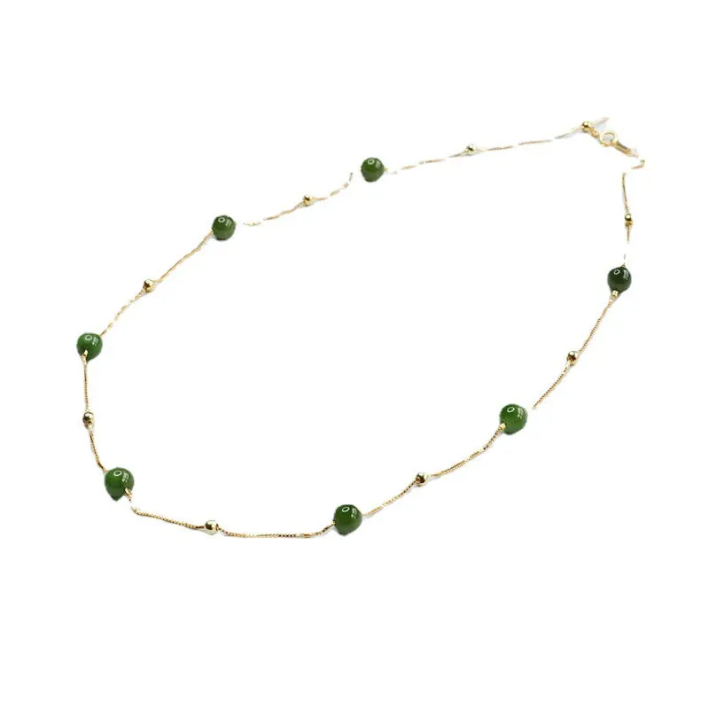 Jasper Stone Sterling Silver Necklace with Hotan Jade Beads