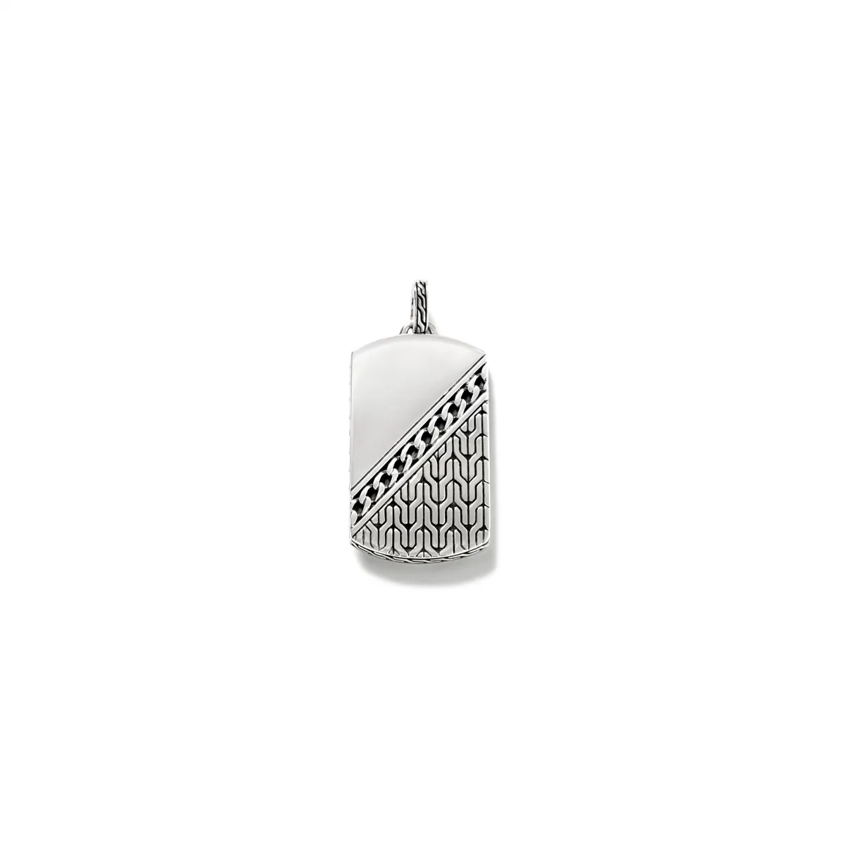 John Hardy Mens Classic Chain Sterling Silver Dog Tag Pendant