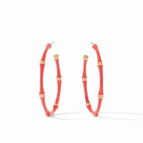 Julie Vos - Bamboo Hoop - Gold - Coral Enamel