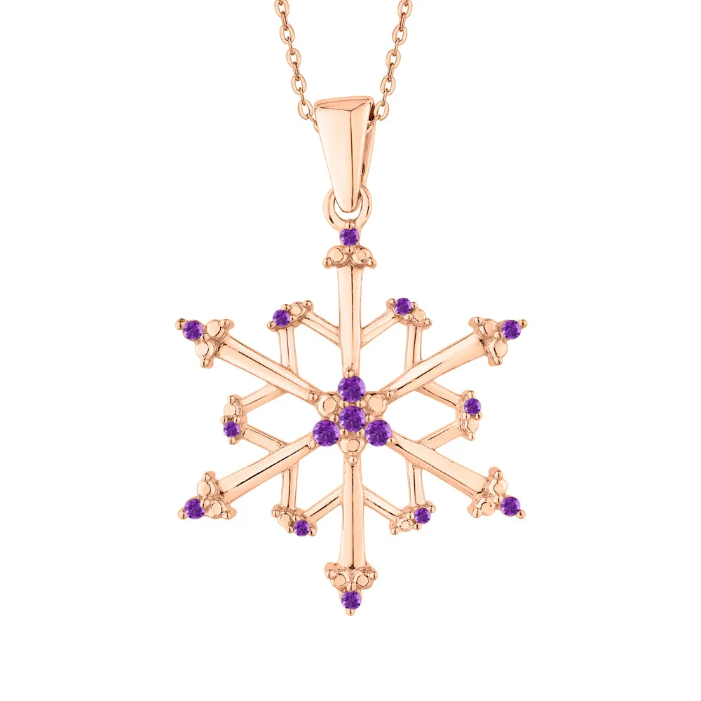 KATARINA 4 1/20 cttw Natural Gemstone Floral Snowflake Pendant Necklace